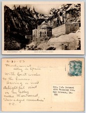 Montserrat Abbey Spain Snow Black & White Real Photo Postcard 1953 picture