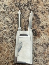 Vintage Imperial Stainless USA Money Clip Pocket Knife & Nail File Art Deco picture