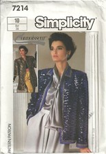 SIMPLICITY 7214 MISSES' SZ 10 Connoisseur Collection JACKETS SEWING PATTERN VTG picture