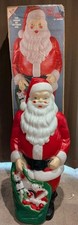 Vintage Empire 48” Santa Blow Mold Green Toy Bag Sack In Original Box 1968 picture