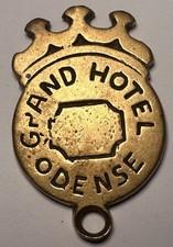 Grand Hotel Odense Denmark Scandinavian Chunky Bronze Hotel Room Key #2 N Fob picture