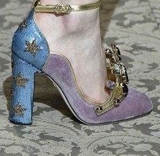 Dolce & Gabbana Women’s Suede Pointed Toe Ankle Strap Pumps Star 8.5B picture