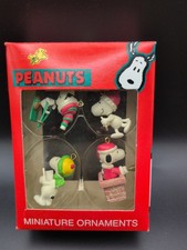 Vtg Kurt S Adler Peanuts Snoopy  Miniature Christmas Ornaments Set Of 4 w/Box picture