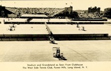 Vintage Forest Hills NY Postcard West Side Tennis Club Stadium Grandstand Queens picture