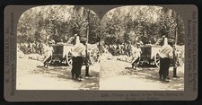 Photo:Belleau France WWI Troops Halting in Woods 1918 Soldiers Wagon picture