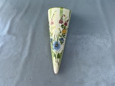 VINTAGE RADFORD  LOOKALIKE WALL POCKET  CONE SHAPE WUTH FLOWERS  picture