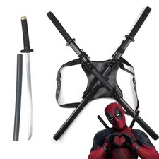 Marvel Deadpool Katana 2 Swords Plus One Bag 61cm Belt Cosplay Costume X-Men picture