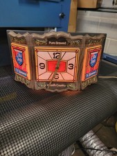 Vintage 60s Heilemans Old Style Beer Cash Register Light Sign Tiffany Clock Ad picture