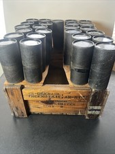 WWII US Hand Grenade 25 Empty Containers AN-M-14 TH Incendiary & Wooden Crate picture