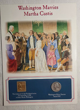 1937 Washington Silver Quarter & 1938 Postage Stamp Washington Marries Martha picture