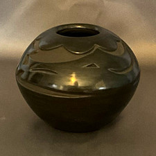 Santa Clara Black Carved Pueblo Pottery picture