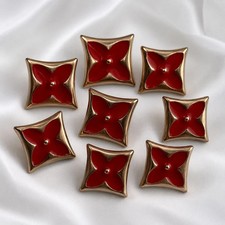 Lot Of 8 Gold Red Tone Ø 17mm Louis Vuitton LV Button Buttons Stamped Steel picture
