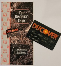 Vintage Discover Credit Charge Card With Cardmember Handbook Expired 1992 picture