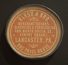 Antique Advertising 1890 Pocket Mirror Hirsh & Bro Tailor from Lancaster, Pa picture