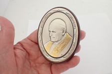 Sterling Silver Religious Plaque St John Paul II Laminato AG On Cherry Wood picture