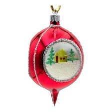 Christopher Radko Triple Reflector Teardrop Christmas Ornament Country Scene VTG picture