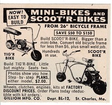 1965 GILLIOM MFG CO Tig'r Scoot'r Bike Mini-Bike Vintage Print Ad picture