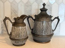 Granite Ironware Enamelware 19th Century 1870’s-1890’s Pewter Creamer and Sugar picture
