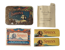 Antique 1930's Julius Schmid Sphinx Condom Tin w/ Paper Inserts & Wrappers picture