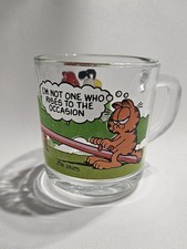 McDonald's Garfield I'm Not One Who Rises to the Occasion Glass Mug 1980 Vintage picture