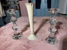 Lenox Lot Of 3 Includes Crystal Candle Sticks And Porcelain Bud Vase picture
