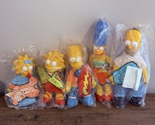 VINTAGE 1990 BURGER KING THE SIMPSONS PLUSH DOLLS--COMPLETE SET OF 5-SEALED BAGS picture