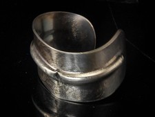 VINTAGE BRUTALIST MODERNIST MEXICO TAXCO TE-31 925 STERLING CUFF BRACELET picture