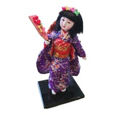 Vintage Kamakura Handcraft Association Japanese Geisha Doll Wood Base picture