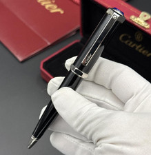 SALE Cartier Black Silver Ballpoint Pen Luxury Metal Writing Instrument Gift NIB picture