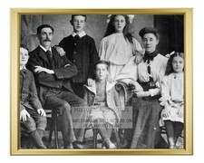 GOODWIN FAMILY PORTRAIT CLOTHING VICTORIAN ERA 1890S 8X10 GOLD FRAMED PHOTO picture