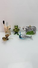Whimsical Animal Christmas Ornaments Set of 5 Glass Wood Metal picture
