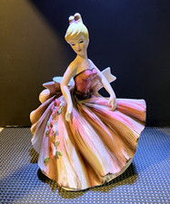 Lefton Miss Priss Lady Figurine Pink Floral Hand Painted Ceramic 615A picture