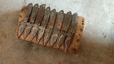 Premium Lot of 10 Copper Damascus Steel Knife Blanks Full Tang w/ Leather Sheath picture