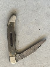 Vintage Schrade Walden NY USA 250T Folding Hunter Pocket Knife w/ Leather Sheath picture
