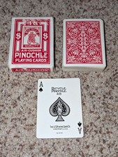 Vintage 1928 Bicycle Playing Cards Red Nautic Back Pinochle 48 Card Deck picture
