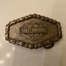 Harley-Davidson Motorcycles Chain Border Brass Tone Belt Buckle picture