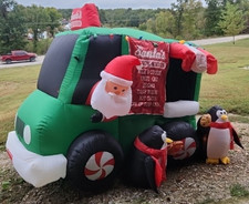 RARE 2011 Vintage Gemmy Santa's Snack Wagon Inflatable 8.6 Ft x 6.2 Ft READ picture