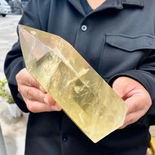 1.95LB Natural yellow crystal obelisk Crystal energy column Reiki healing- picture