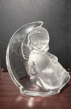 Vintage Goebel 1981 Frosted Glass Angel Child on Crescent Moon Figurine picture