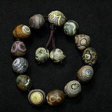 Natural China Inner Mongolia Gobi Eye Agate Bead Bracelet 15mm picture
