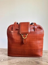 Vintage Bally Cognac Woven Leather Shoulder Bag Quiet Luxury picture