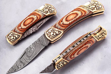 Damascus Pocket Knife Hand Forged Folding Knife Handmade Everyday Carry  625 picture
