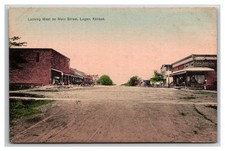 LOGAN KS ~ Early Main street view ~ Dry Goods Store , Shop fronts KANSAS picture