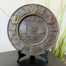 Vintage 1980 Concordia Dillingen Pachten Anniversary Cast Metal Plaque Germany picture