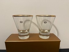 Vintage Crown Royal Gold Rim Rocks Glasses Set of 2 Embossed CR Whiskey picture