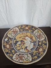 Beautiful Vintage Japanese Footed Imari Design Floral Bowl Charger Meiji Style picture