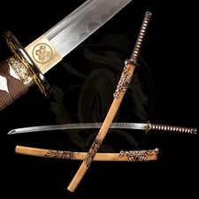 T10 Steel Clay Tempered Japanese Samurai Katana Sword Razor Sharp Full Tang picture