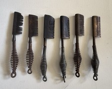 Lot of 6 Vintage Hot Combs Metal Wire Spring Coil Handle Small Hair Combs picture