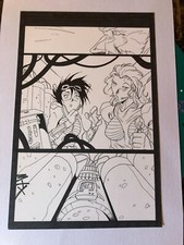 POWDER BURN #1 original comic art SCI FI MANGA  BOMB SQUAD 1999 SIGNED TWICE picture