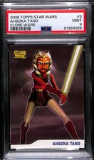 2008 Topps Star Wars: The Clone Wars Ahsoka Tano #3 Rookie Card PSA 9 picture